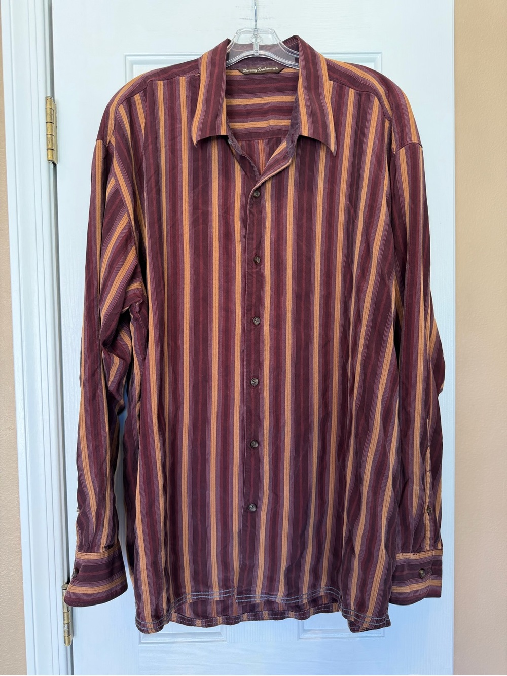 Tommy Bahama Men’s Button-Down Long Sleeve Shirt Silk Wool Blend Stripe XXL
